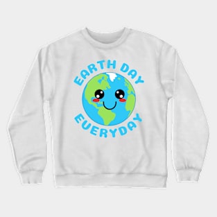 Cute Kawaii Planet Earth day Everyday Blue text Crewneck Sweatshirt